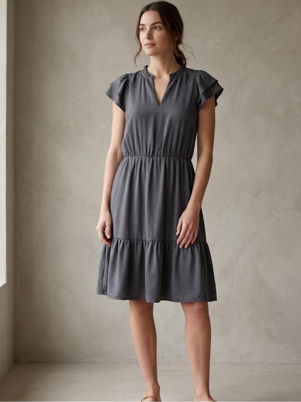Banana Republic Tiered Midi Dress – Size M | Effortless Minimalism | Soft‑Girl